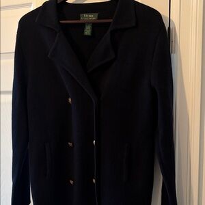 Lauren Ralph Lauren Navy Double-Breasted sweater with pockets